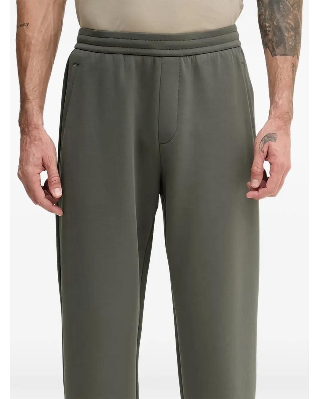 ARMANI EXCHANGE Green Elasticated-Waist Track Pants for men