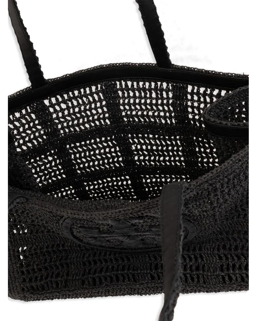 Tory Burch Black Ella Large Rafia Tote Bag
