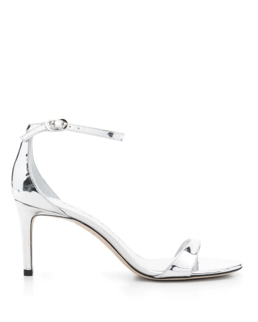 Stuart Weitzman White 75Mm Nudist Ii Sandals