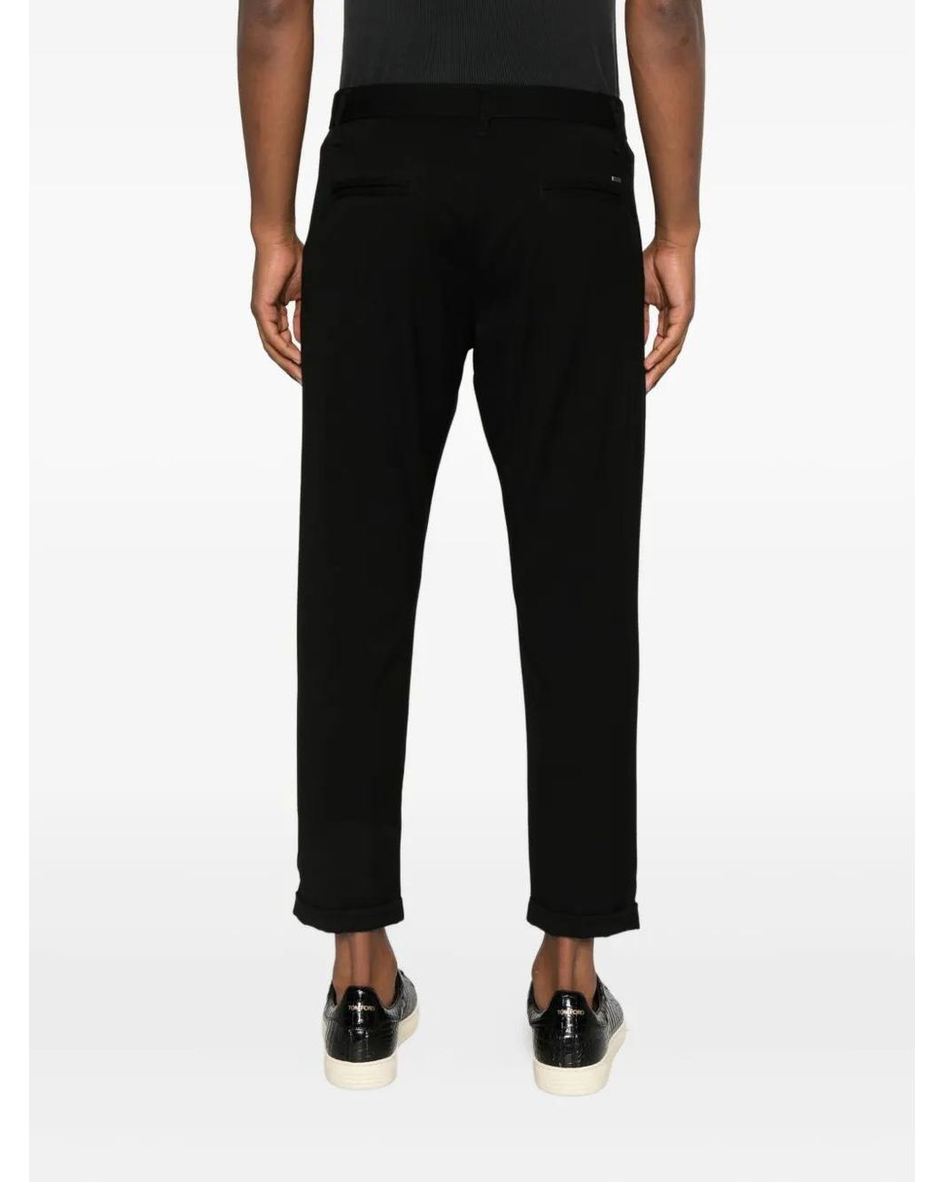 Imperial Black Cuffed Cotton Trousers for men