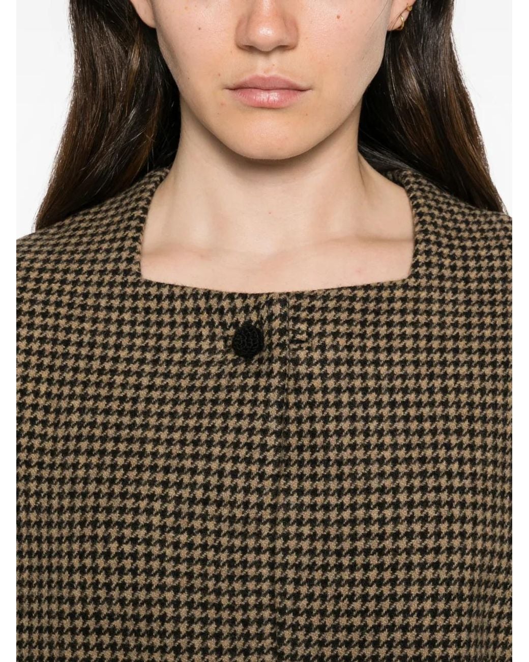 Daniela Gregis Natural Houndstooth Wool Jacket