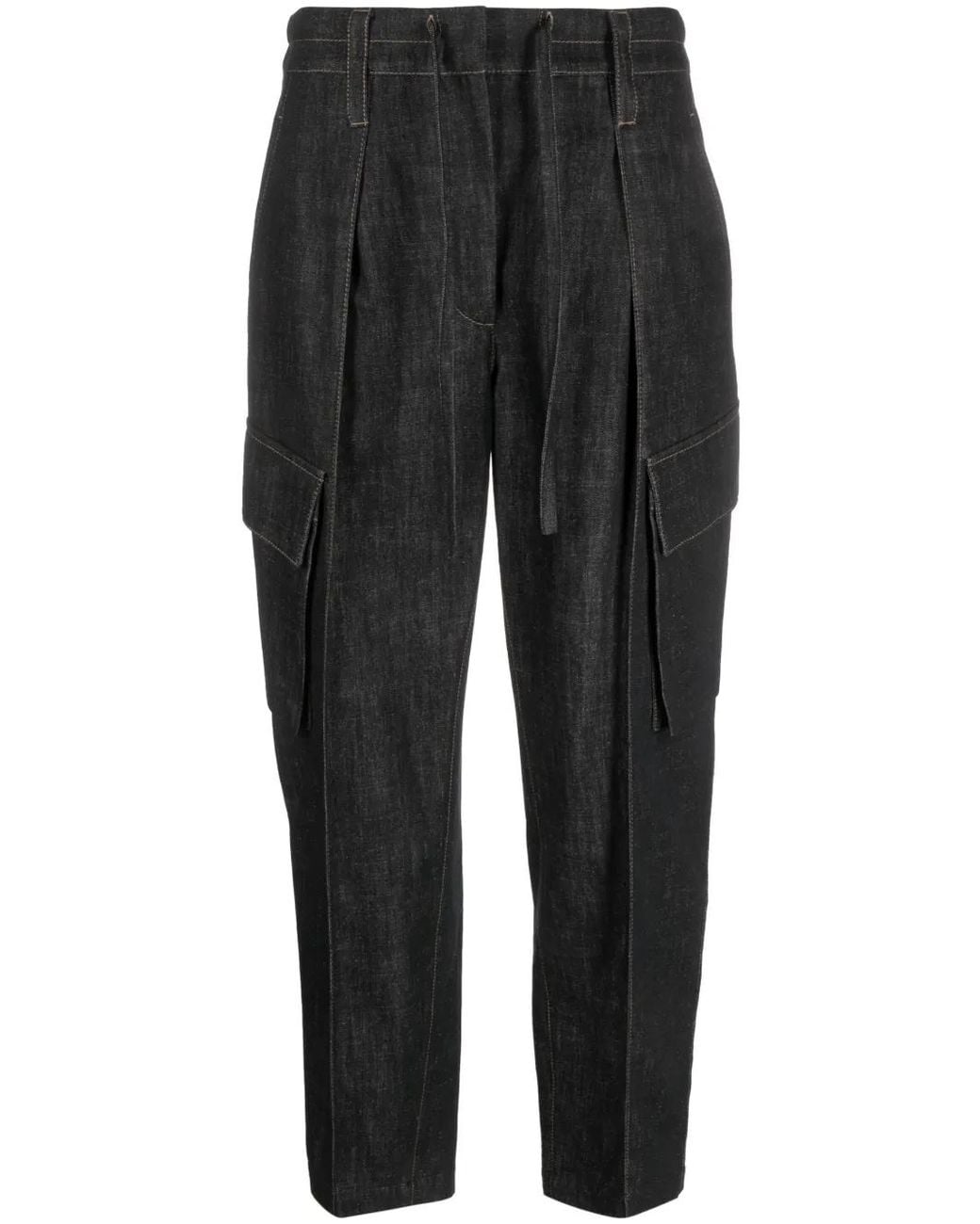 Brunello Cucinelli Black Denim Cargo Trousers