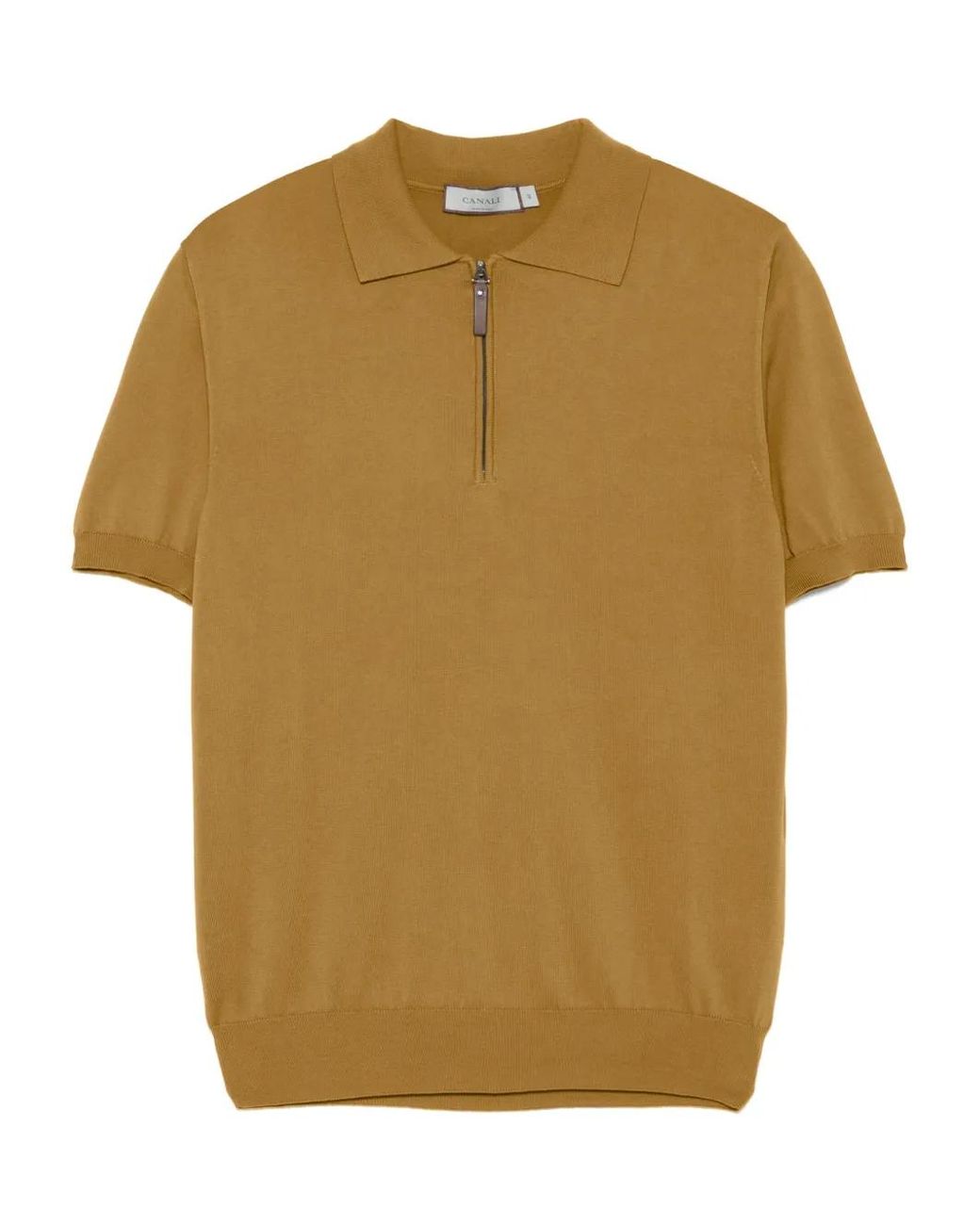 Polo de algodón con cremallera Canali de hombre de color Brown