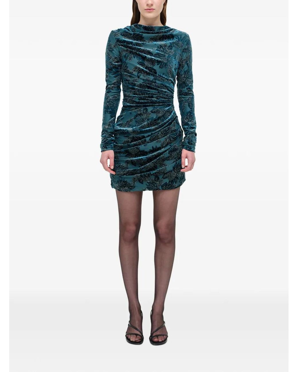 Jonathan Simkhai Green Vallyn Floral-Pattern Textured Mini Dress