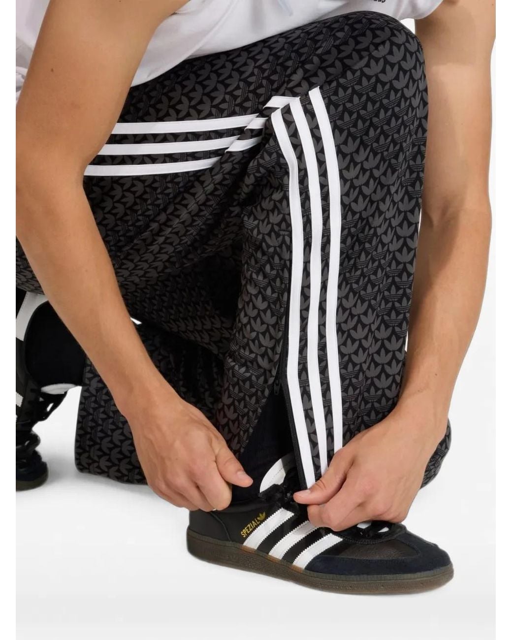 Adidas Gray Firebird Loose Monogram Track Trousers for men