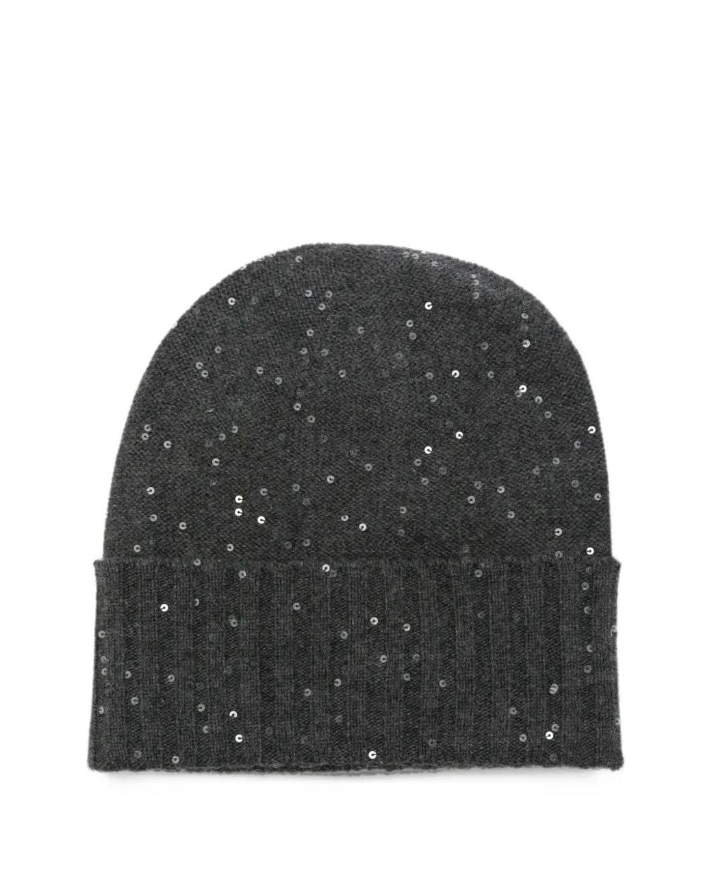 Lorena Antoniazzi Gray Sequin-Embellished Ribbed-Knit Beanie Hat