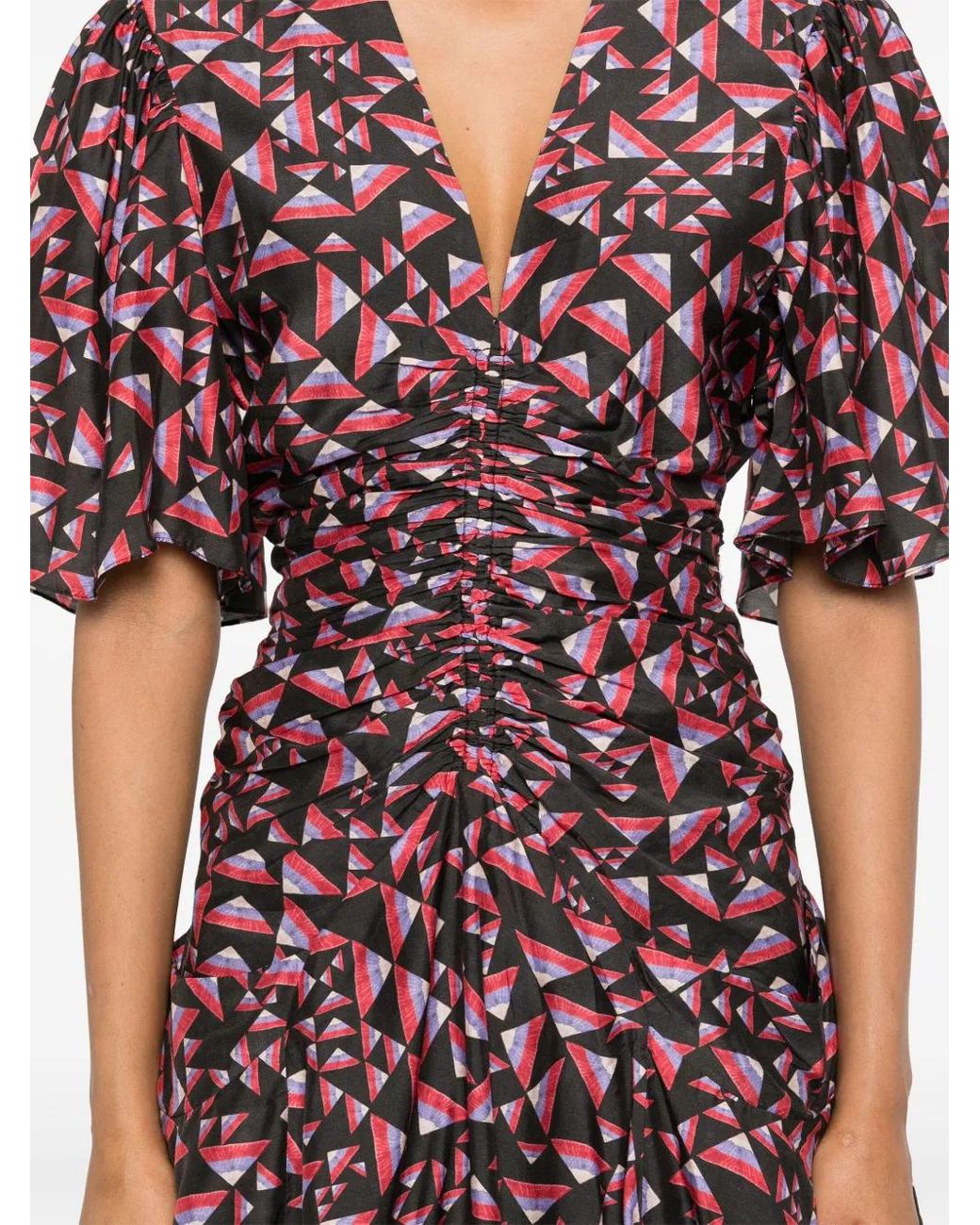 Isabel Marant Red Lienne Ruched Mini Dress