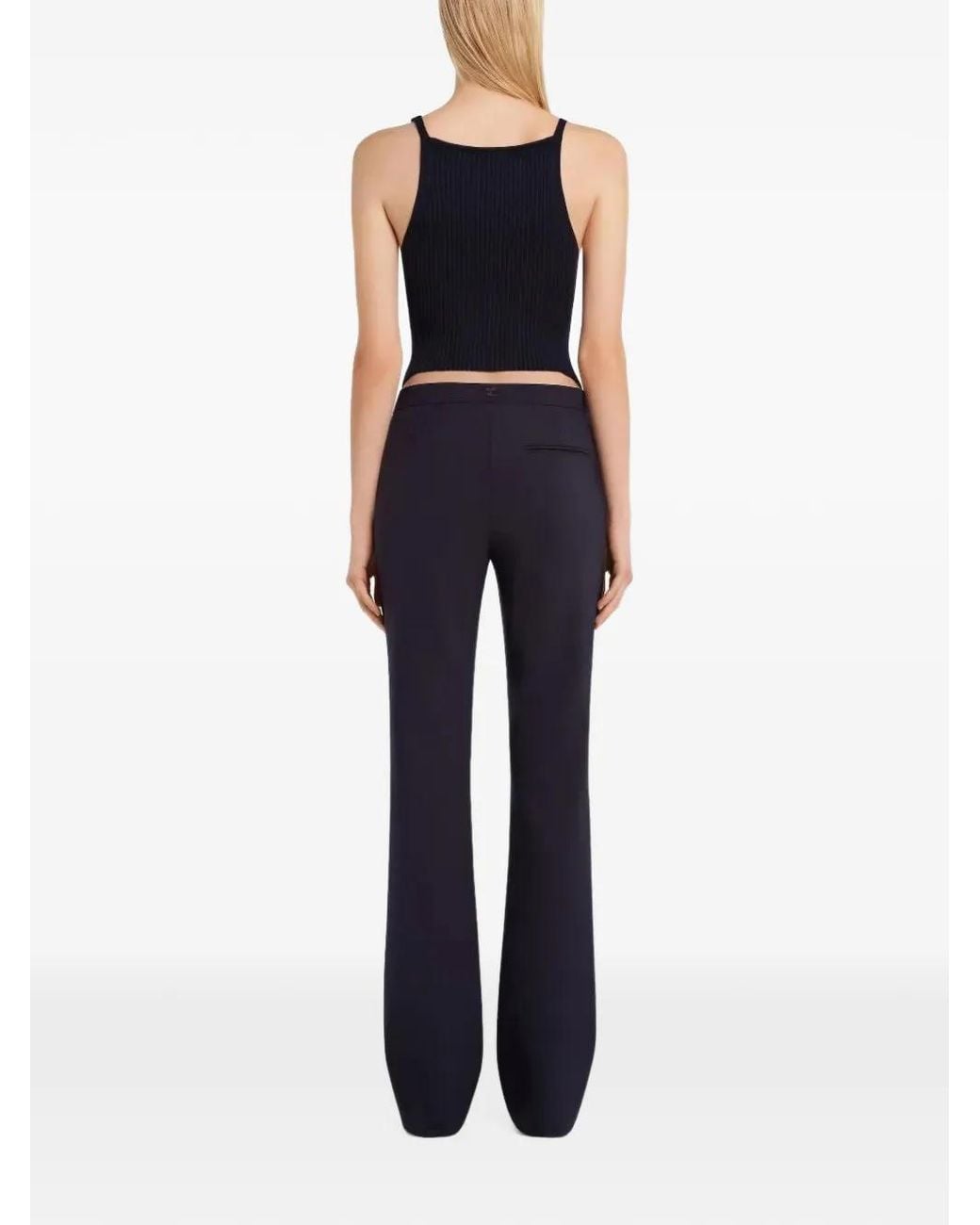 Courreges Blue Buckle-Detail Rib-Knit Top