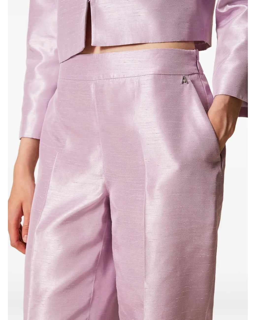 Twinset Pink Pressed-Crease Zip-Fastening Trousers