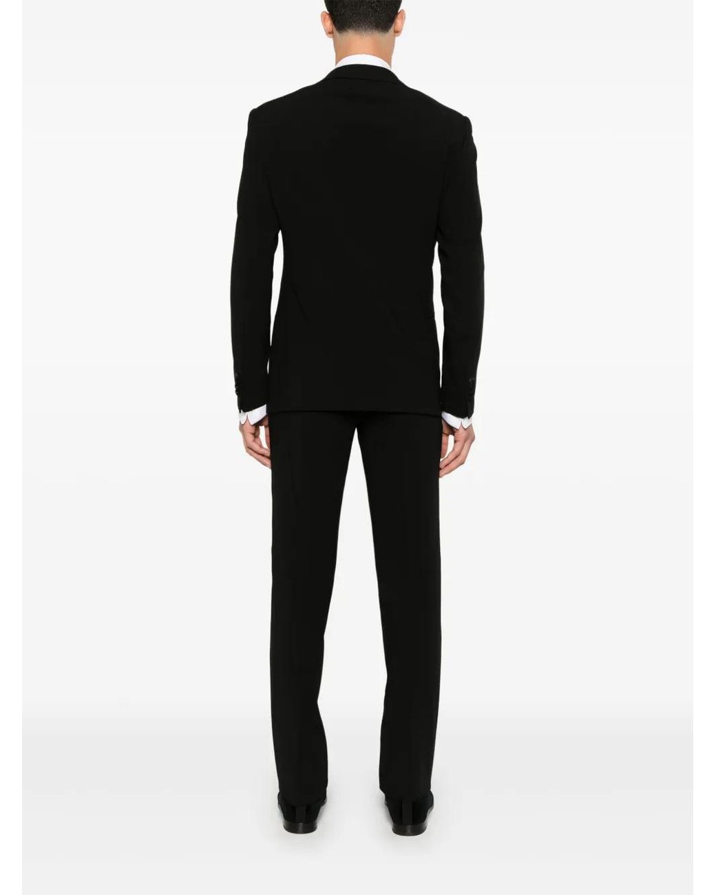 Giorgio Armani Black Single-Button Satin Peak Lapel Tuxedo for men