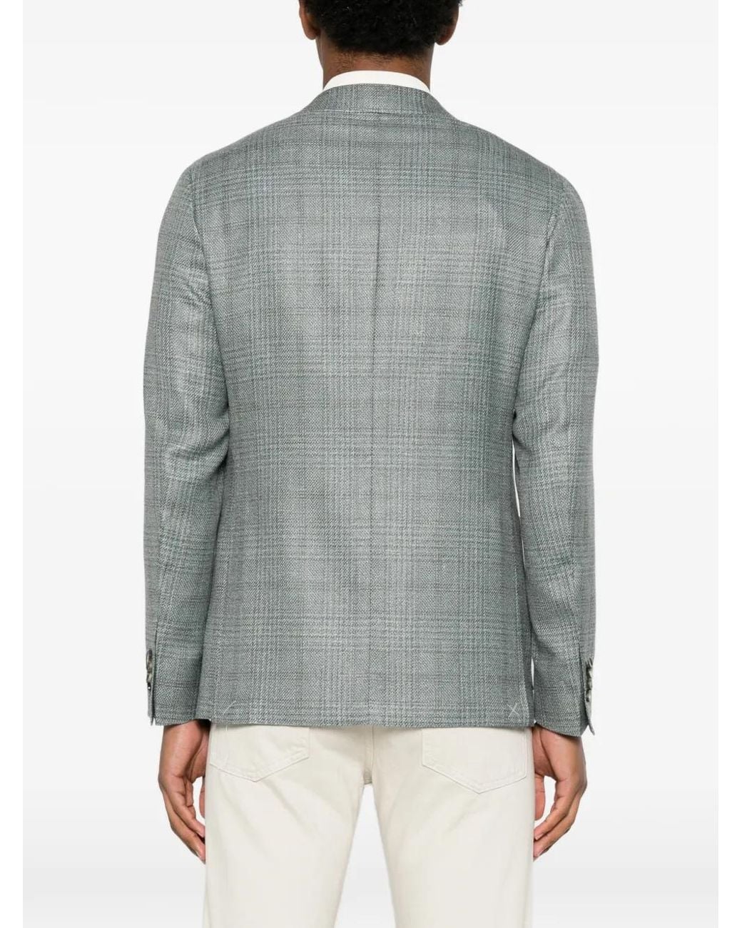 Canali Blue Blazer À Carreaux for men