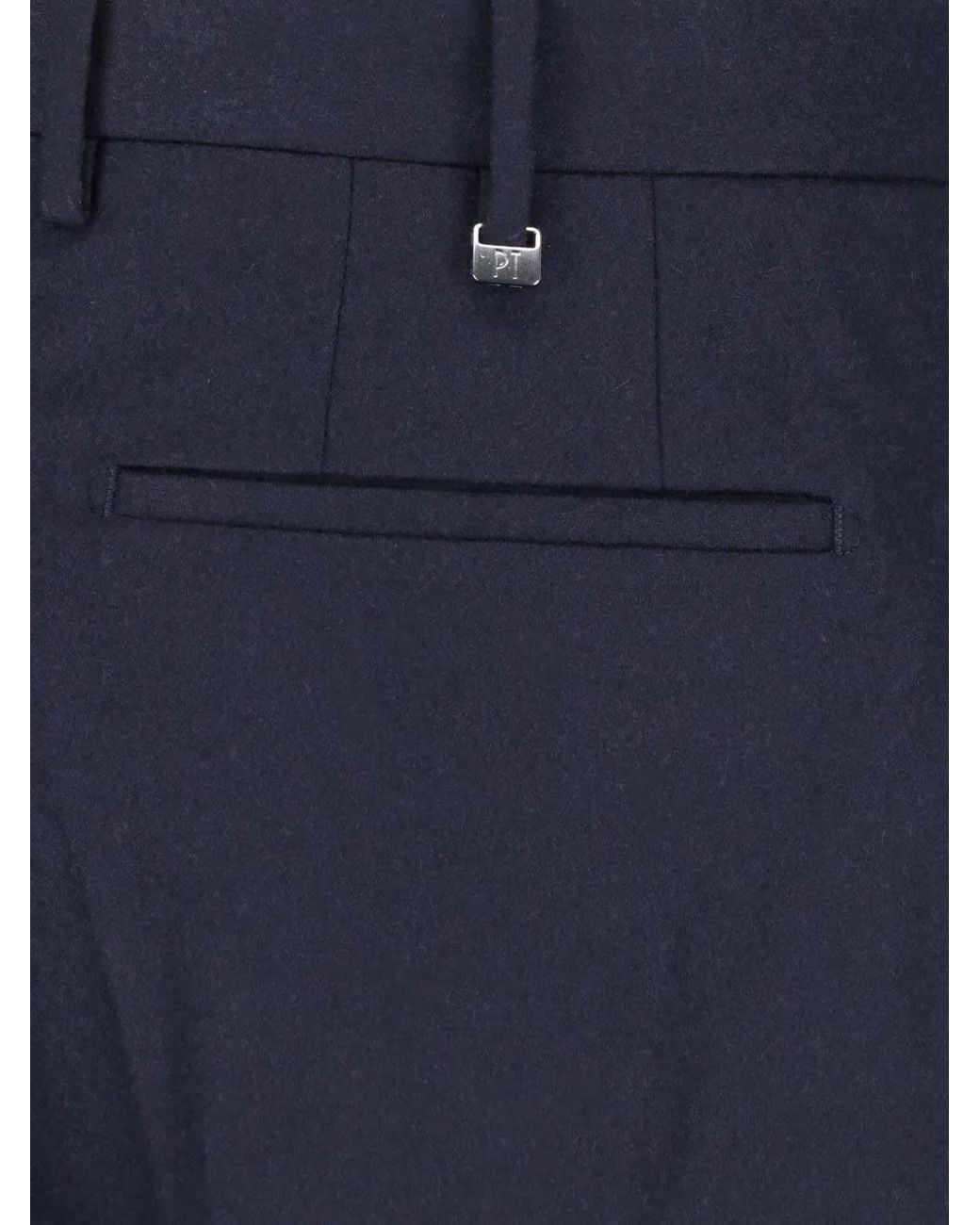 PT Torino Blue Pleated Tailored Trousers for men