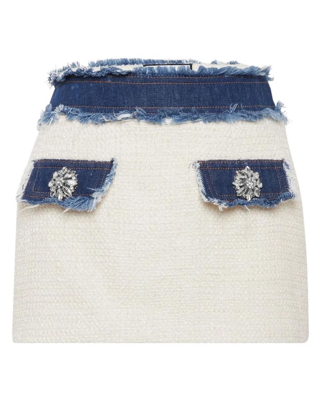 Philipp Plein Tweed Mini-Rok in het Blue