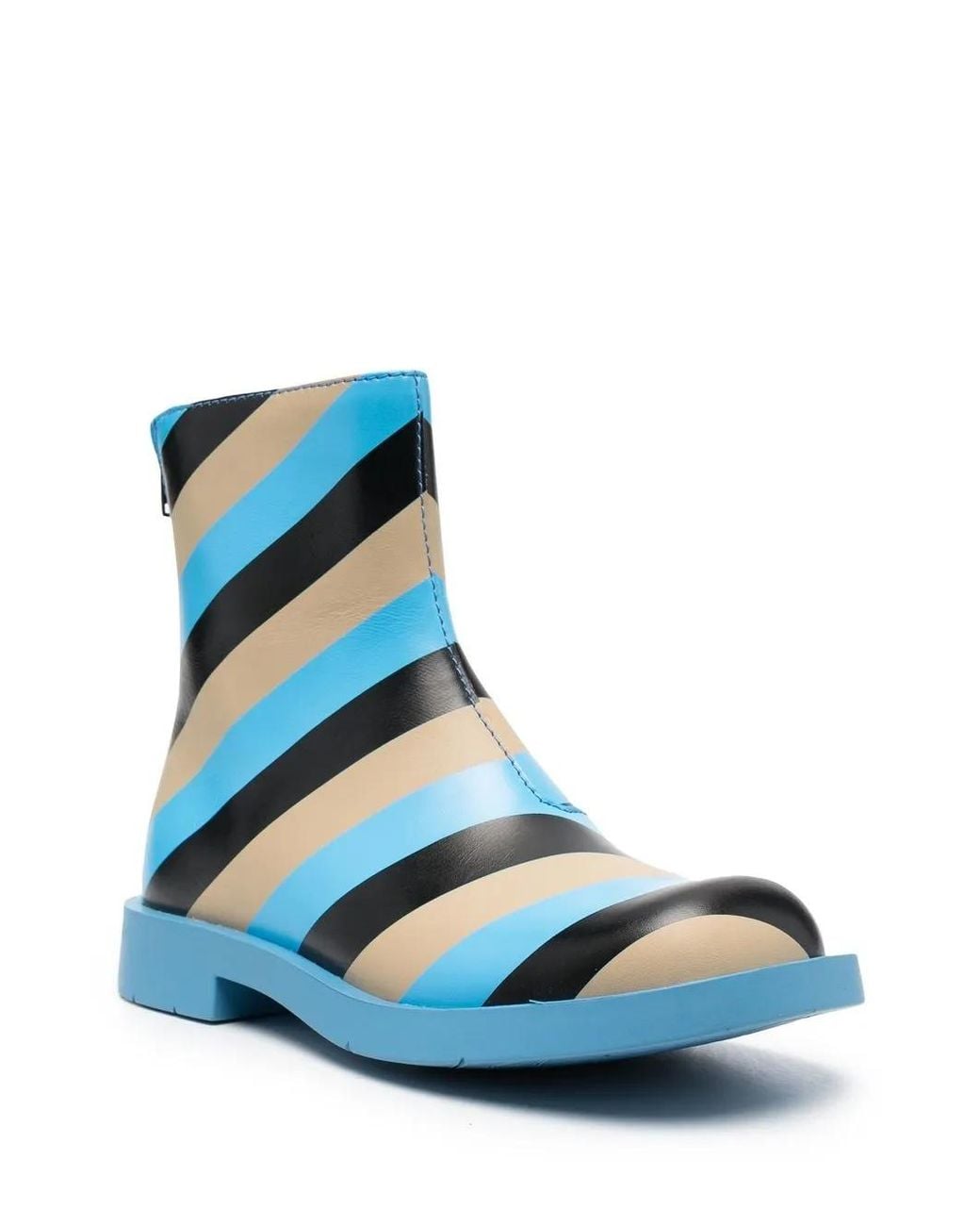 Camper Blue Striped Ankle Boots