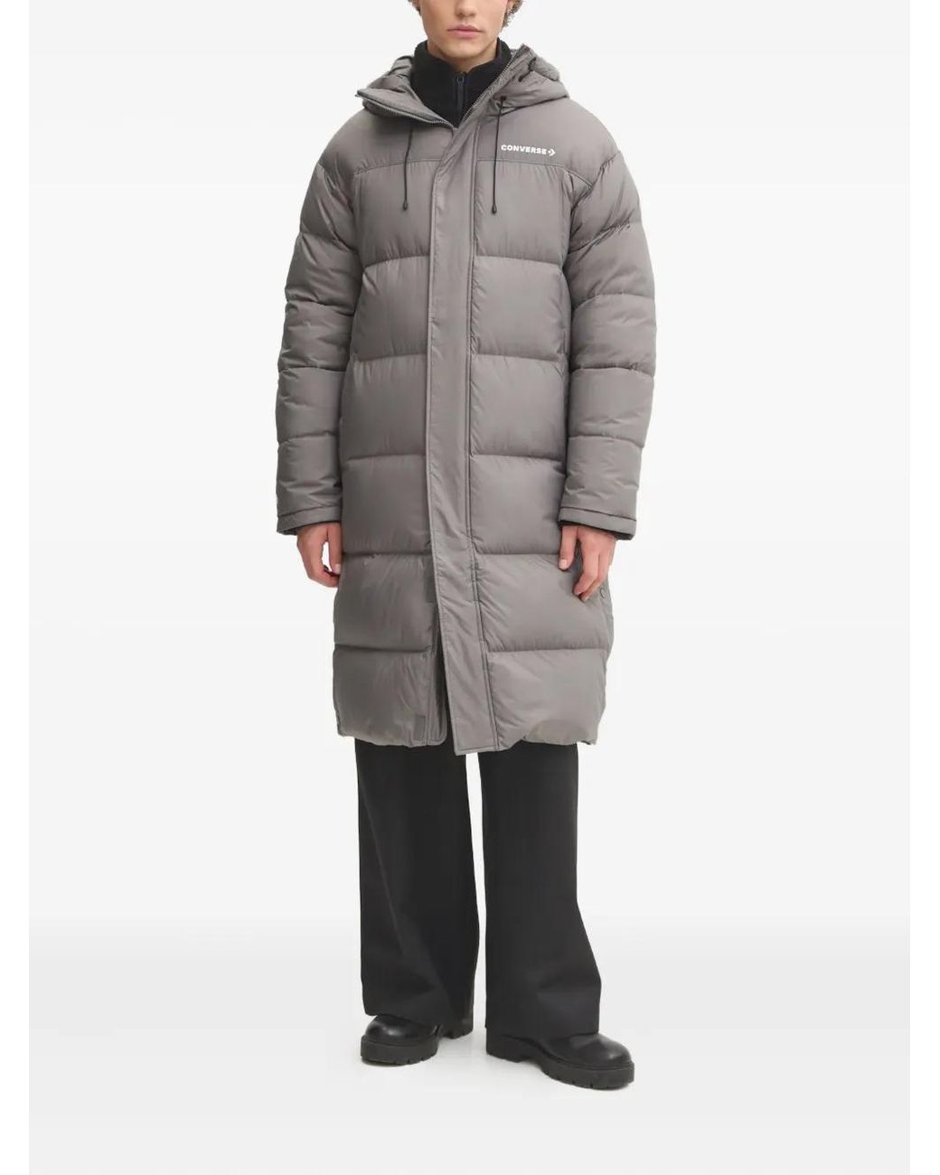 Converse Gray Hooded Puffer Jacket for men