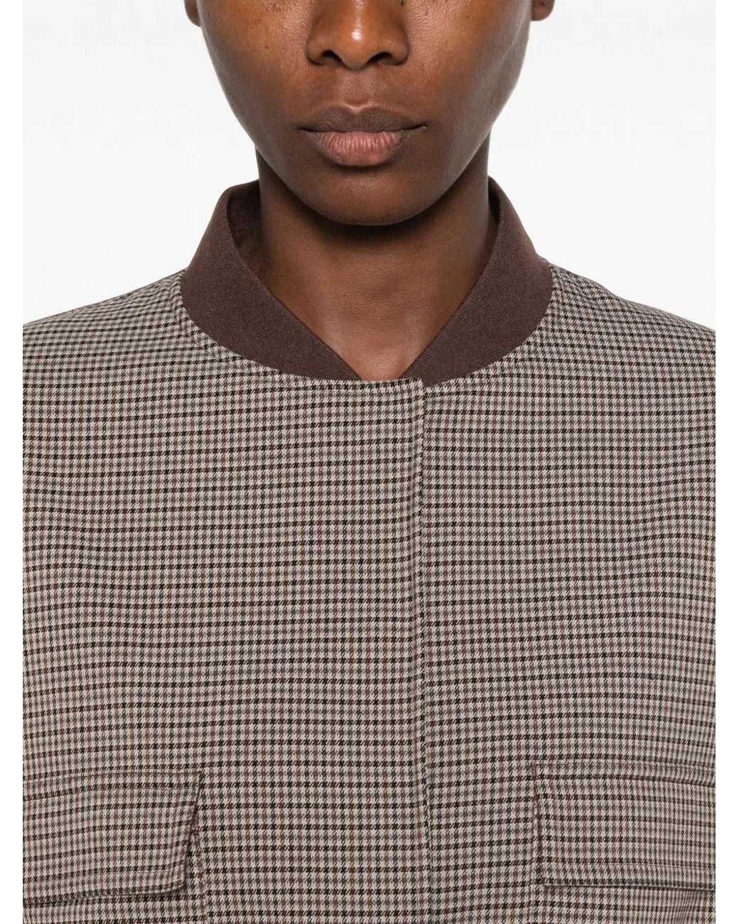 Twinset Brown Houndstooth-Pattern Cropped Jacket