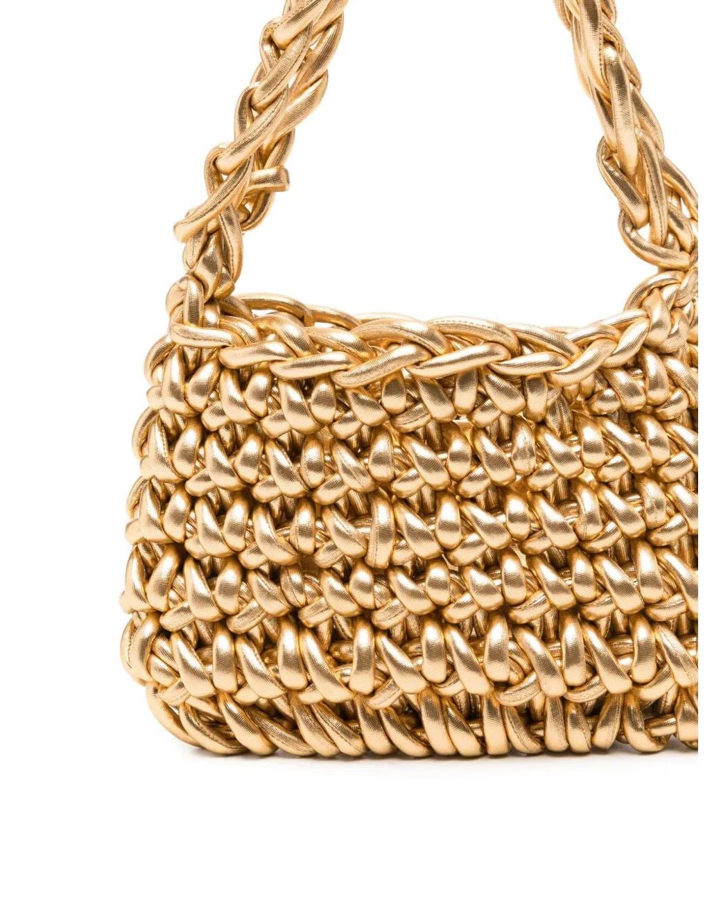 Maria Calderara Metallic Woven-Design Chain-Strap Tote Bag