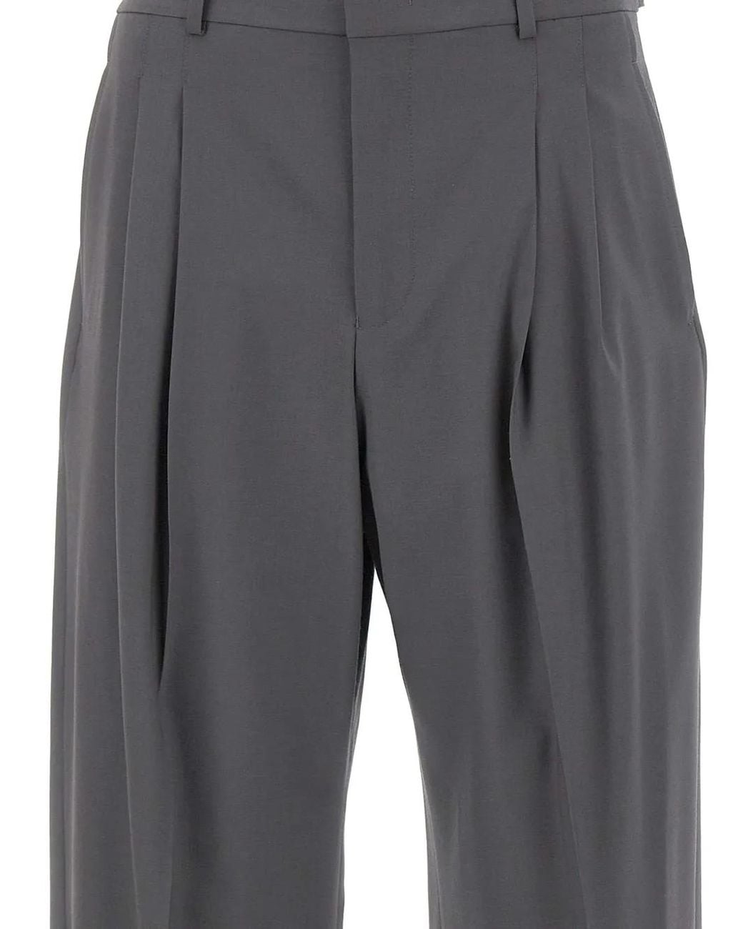 Emporio Armani Gray Pleated-Design Trousers for men