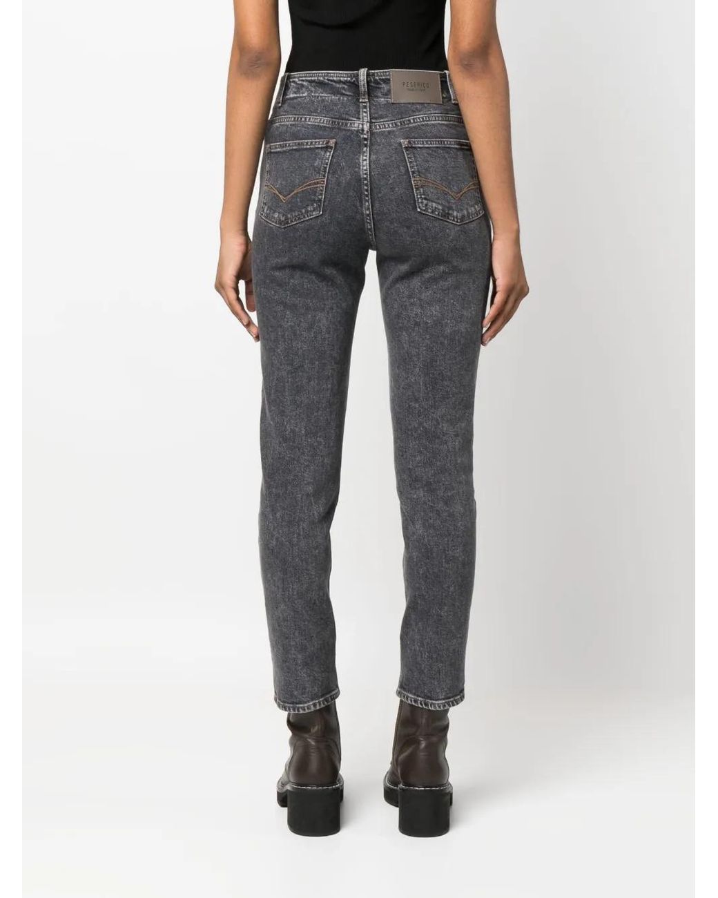 Peserico Gray Stonewashed Mid-Rise Skinny Jeans