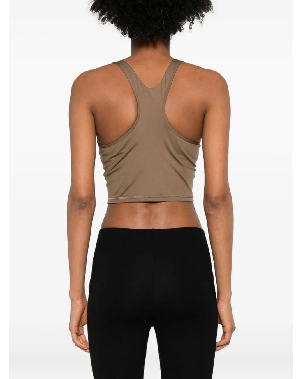 Adidas By Stella McCartney Brown Racer-Back Logo Tank Top