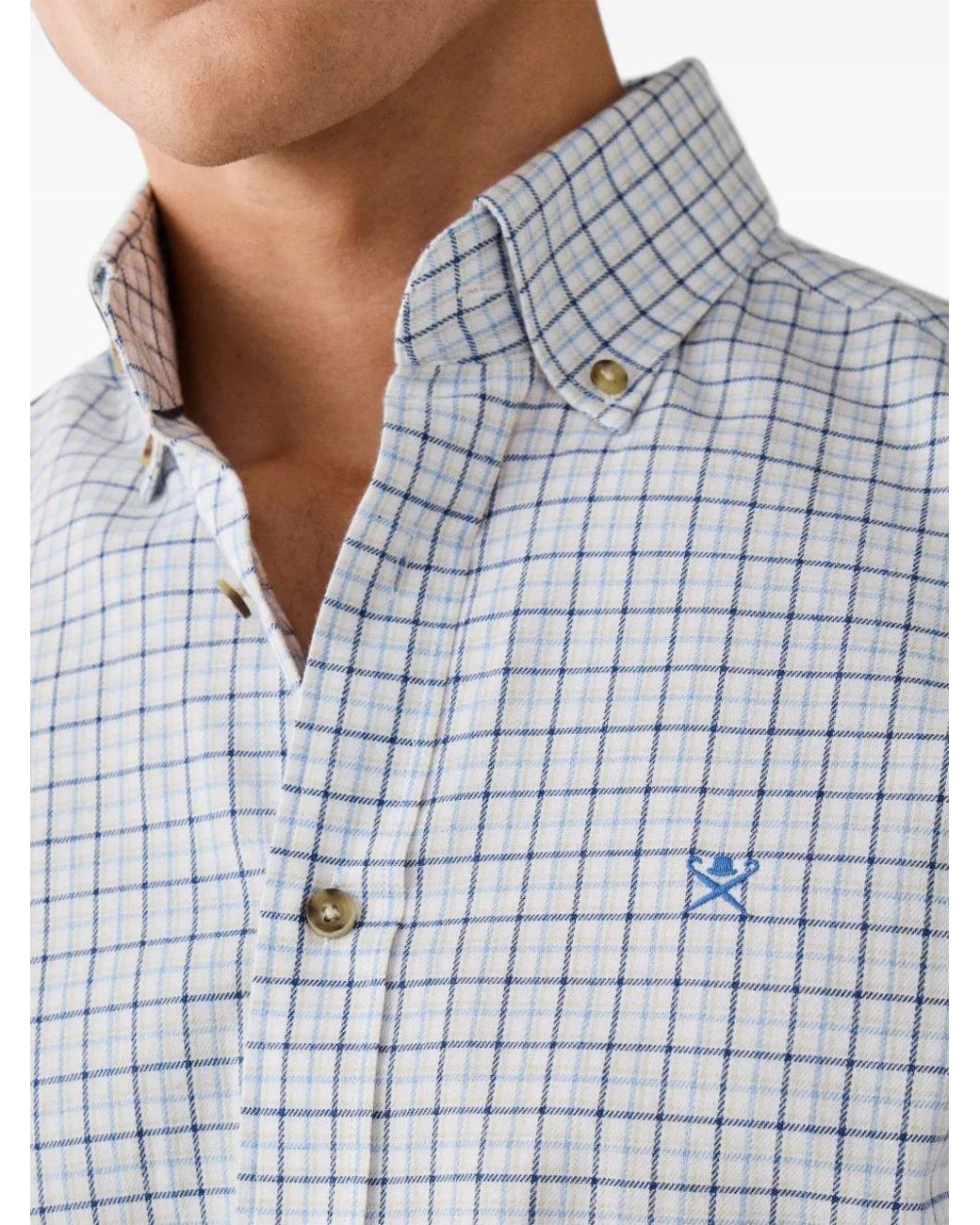 Hackett White Checked Buttoned Shirt for men
