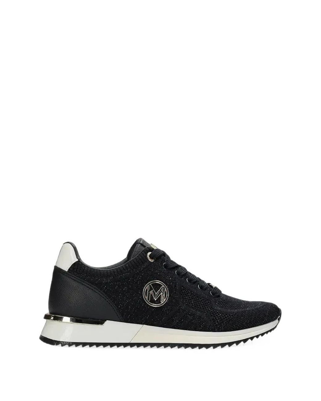 Mexx Black Baskets En Maille Pailletée À Plaque Logo