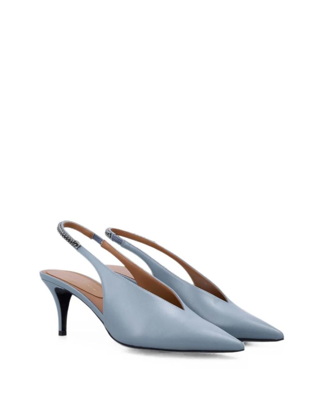 Stella McCartney White Chain-Link Slingback Pumps