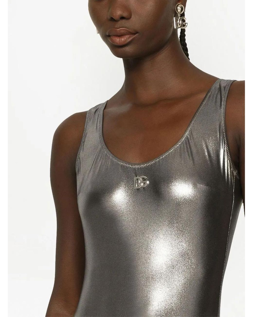 Dolce & Gabbana Racer Badpak Met Folie-Effect in het Gray