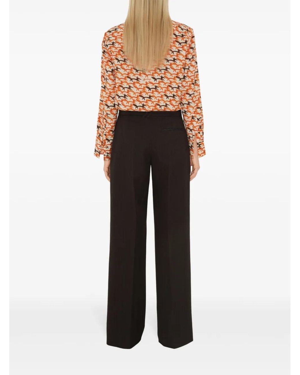 Burberry Orange Fox-Print Wool Shirt