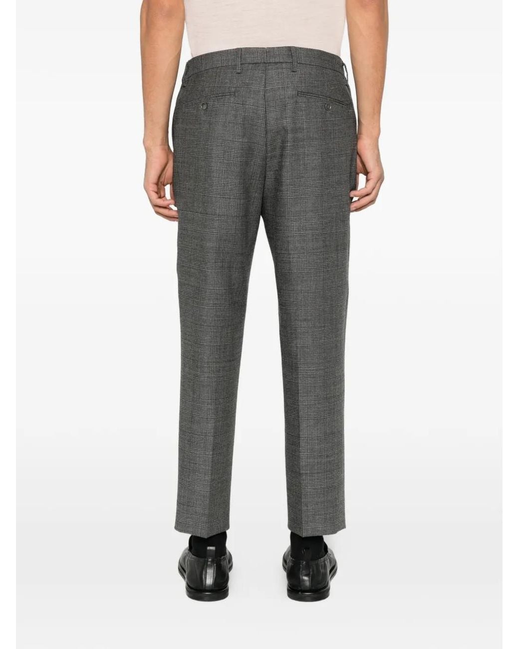 Briglia 1949 Gray Portobellos Check Pleated Trousers for men