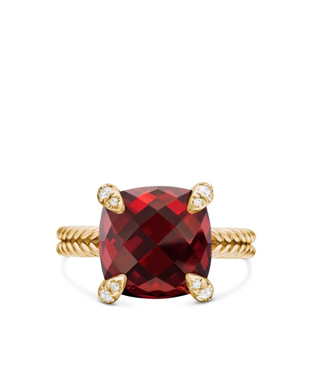 David Yurman Red 18Kt Chatelaine Garnet And Diamond Ring (11Mm)