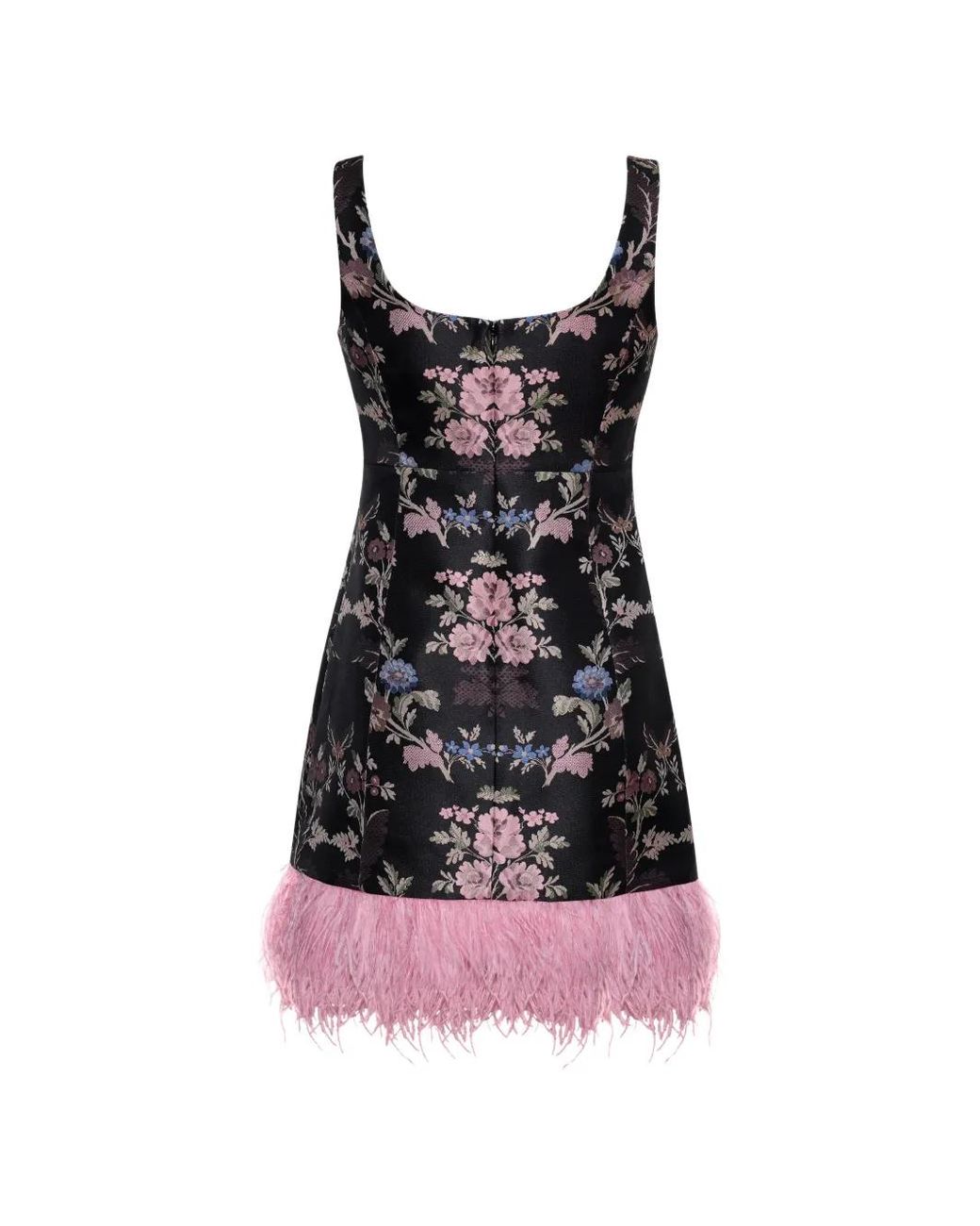 Cara Cara Black Elena Feather-Trim Mini Dress