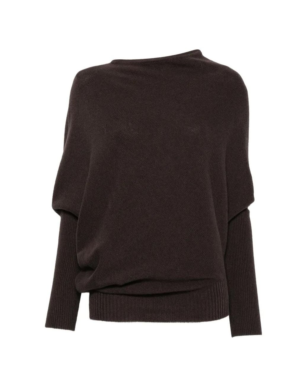 Agnona Black Batwing-Sleeve Ribbed-Trim Sweater