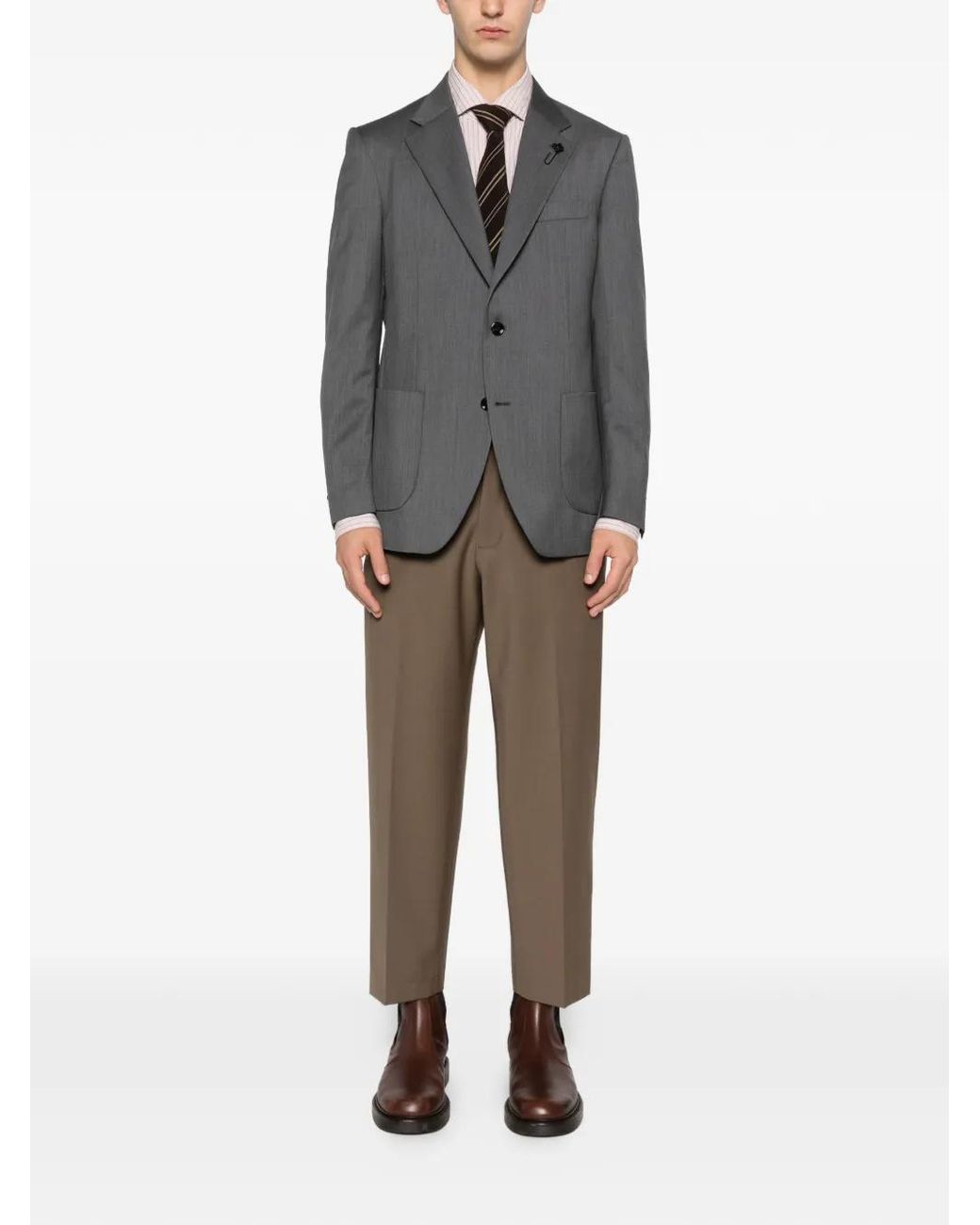 Lardini Gray Button-Up Blazer for men