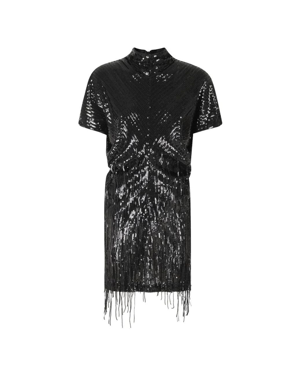 FEDERICA TOSI Black Sequin-Embellished Fringed Dress