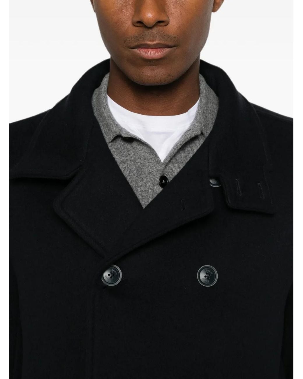 Herno Black Double-Breasted Coat for men