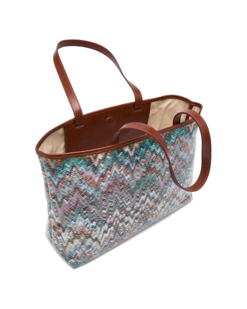 Missoni Gray Large Zigzag Handle Tote Bag
