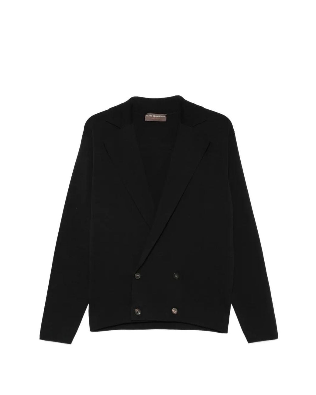 FILIPPO DE LAURENTIIS Black Double Breasted Cardigan for men