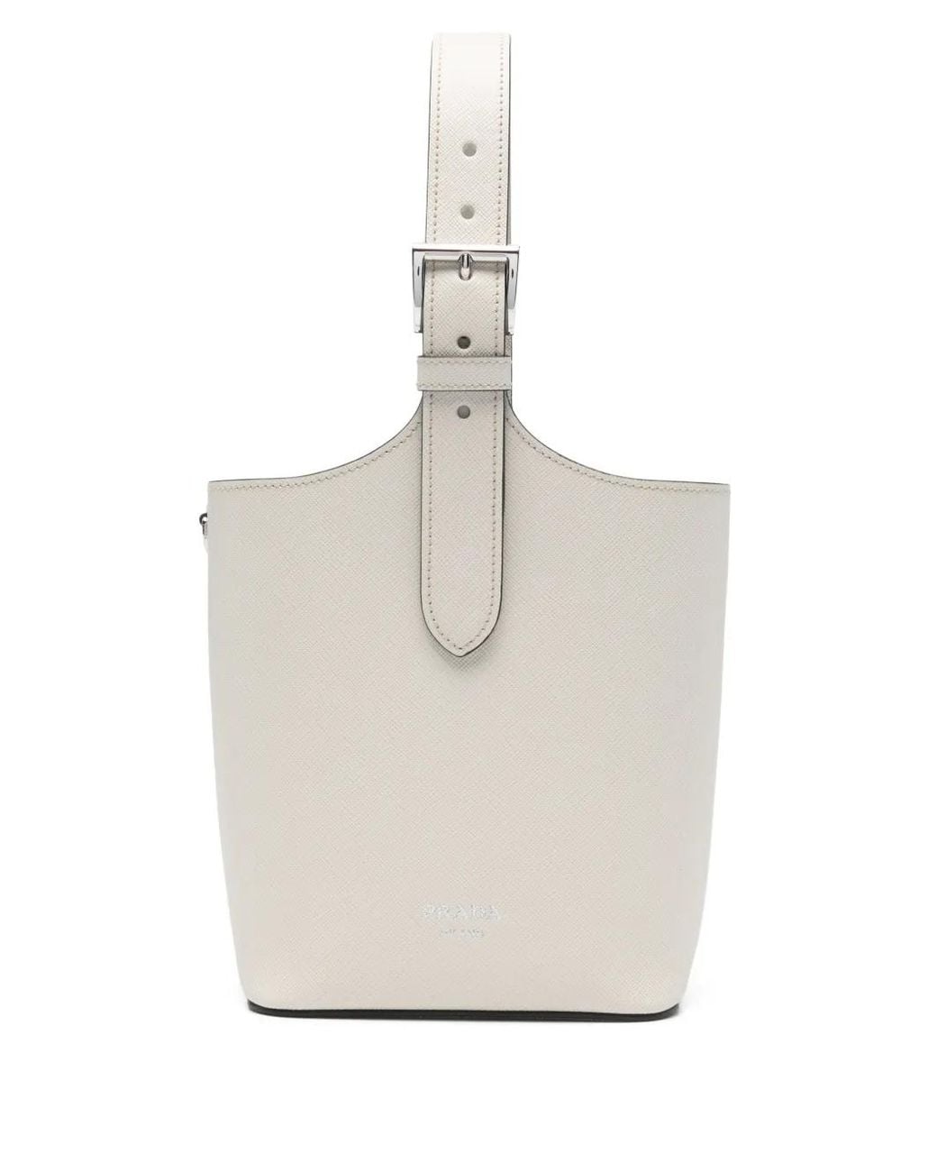 Prada White Sac Seau À Logo Imprimé