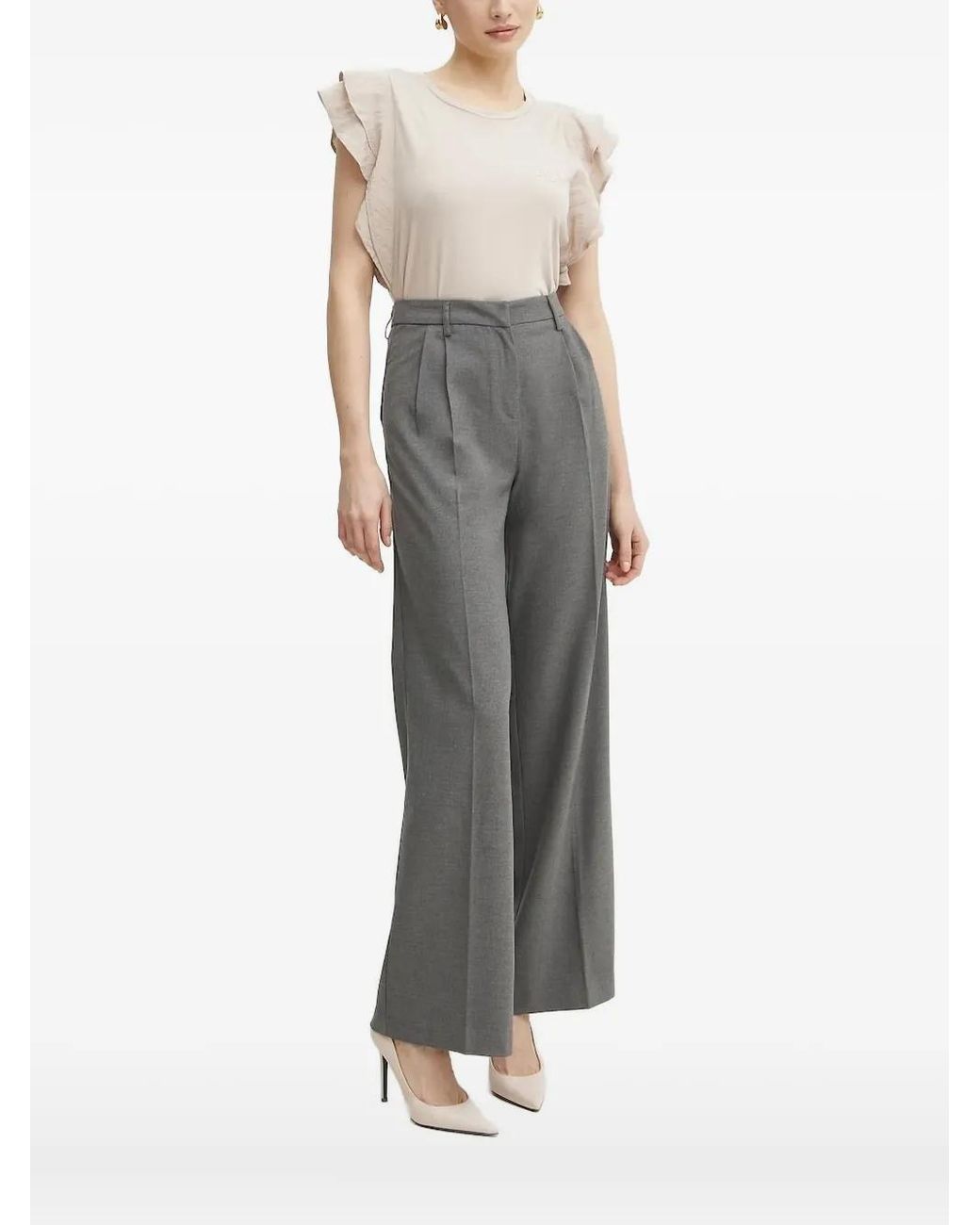Liu Jo Natural Ruffle-Sleeve Top