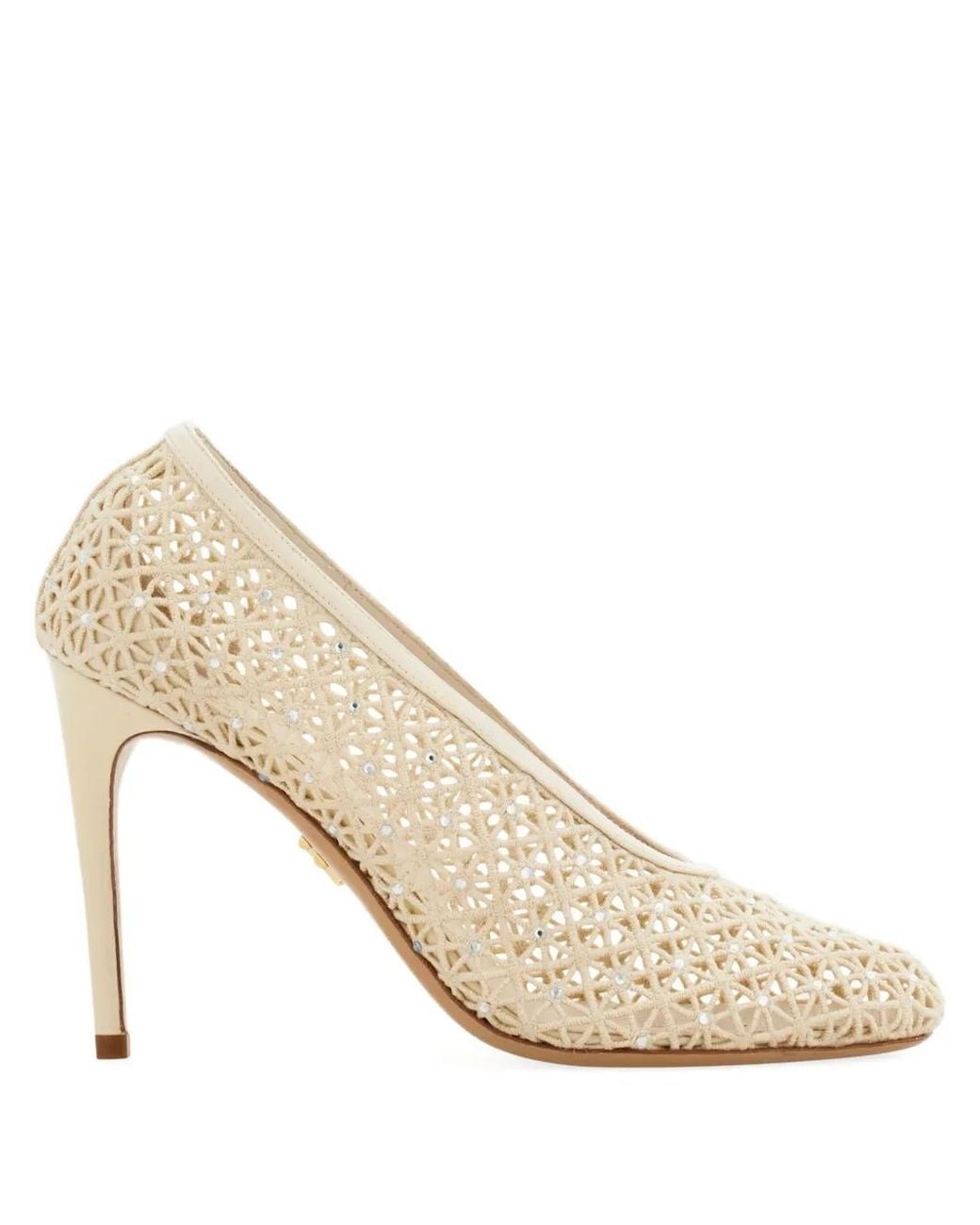 Ferragamo Natural Macramé Pumps