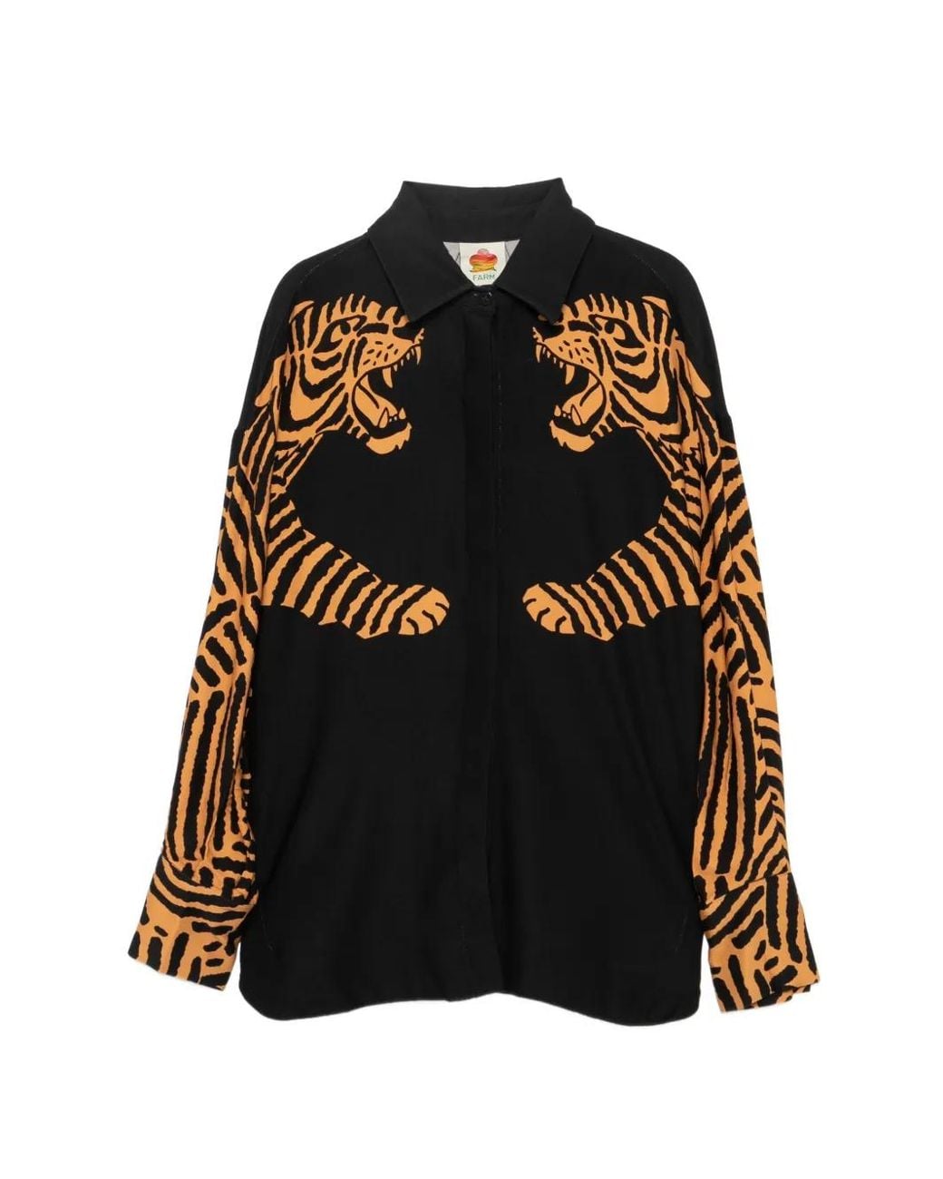 Farm Rio Black Tiger-Print Shirt