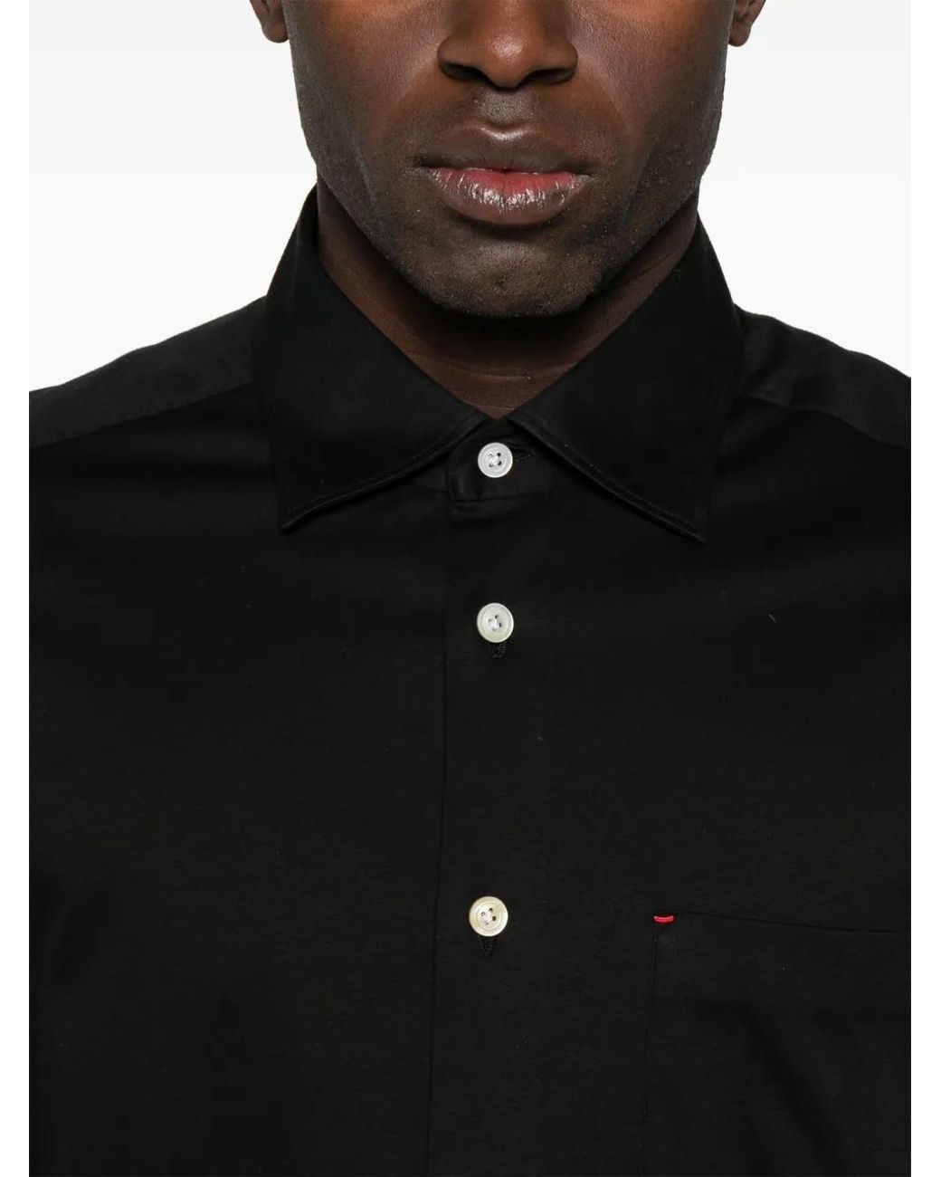 Kiton Black Classic-Collar Cotton Shirt for men