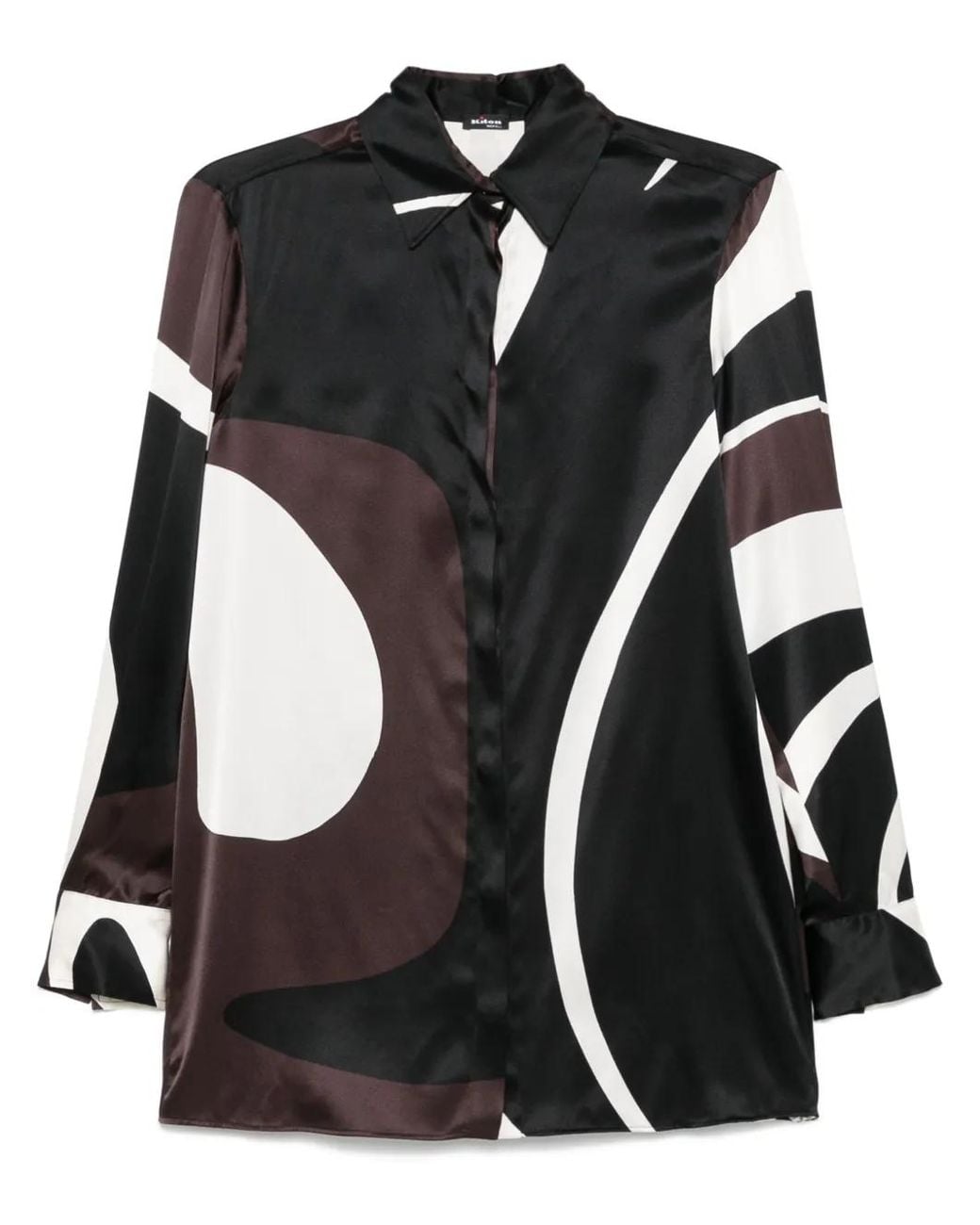 Kiton Black Abstract-Print Shirt