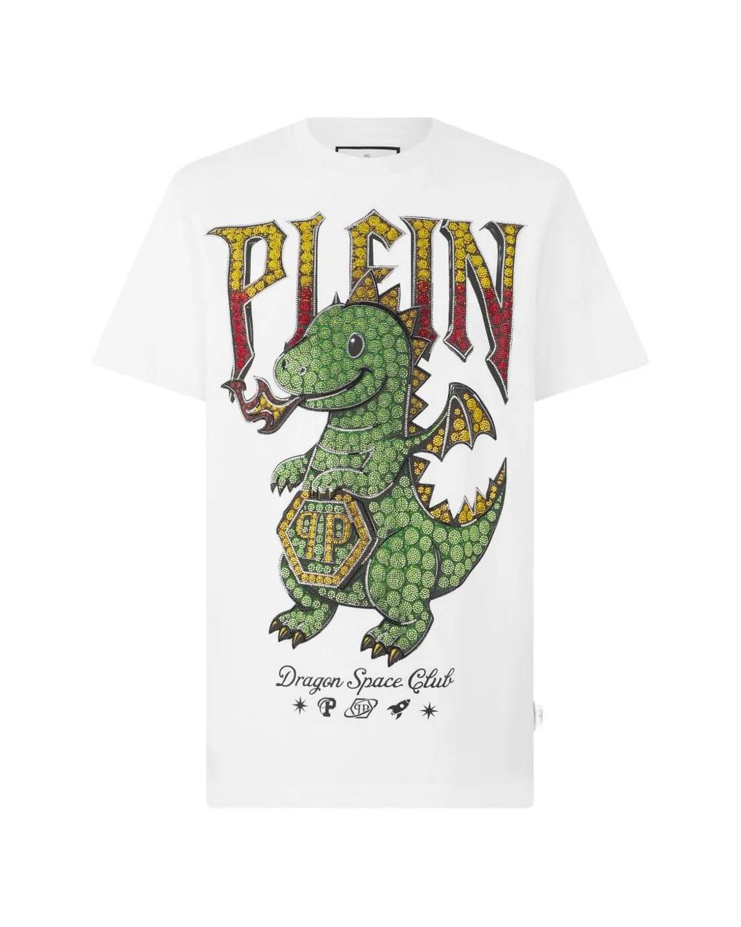 Philipp Plein White T-Shirt Dragon Stones for men