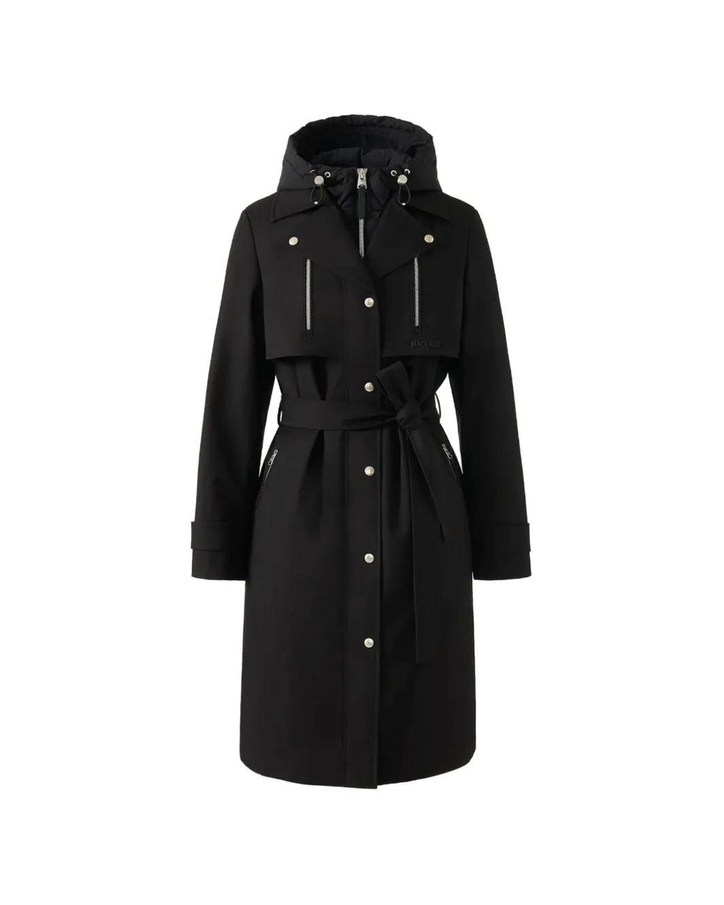 Mackage Black Siobhan Hooded Trench Coat