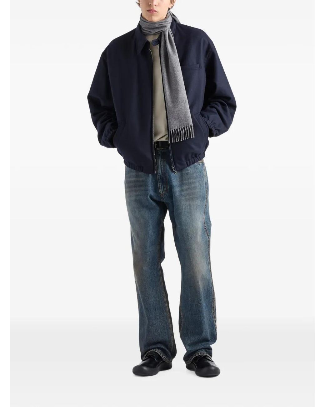 Prada Blue Re-Wool Blouson Jacket for men