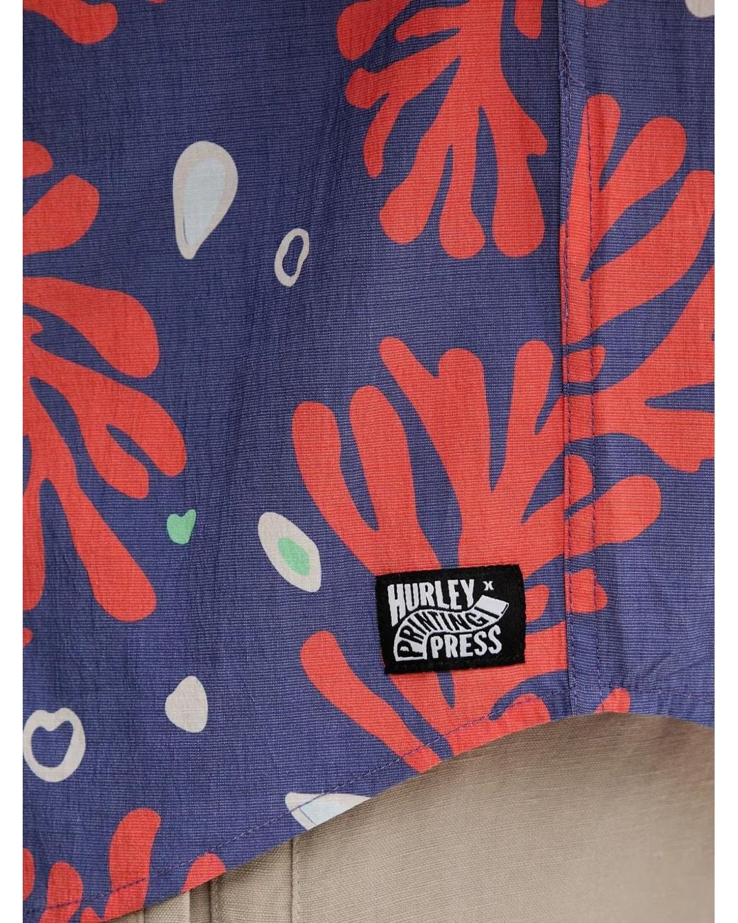 Hurley Red Coral-Print Short-Sleeve Shirt for men