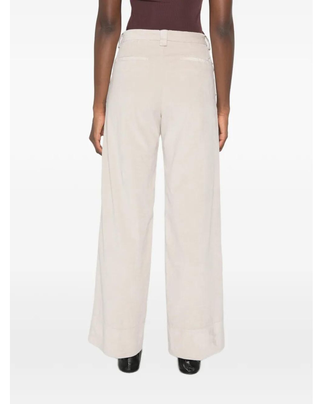 White Sand White Corduroy Wide-Leg Trousers
