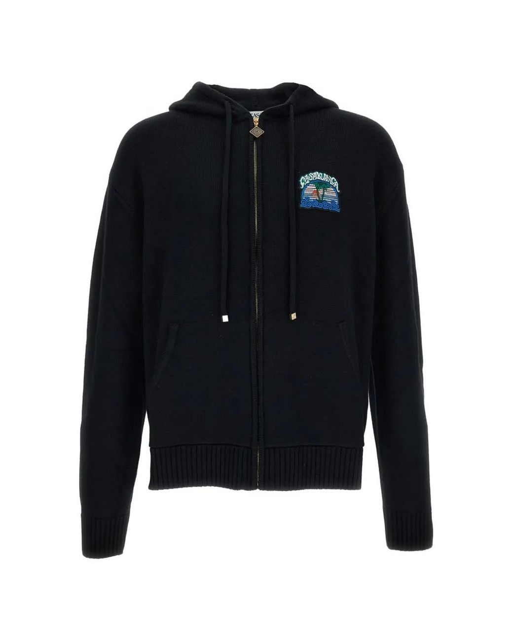 Casablanca Blue Logo-Patch Zip-Up Hoodie for men